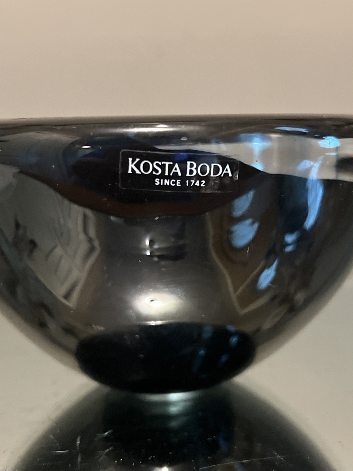 Kosta Boda Atoll Art Glass Bowl Anna Ehrner Ebony Black Scandinavian Sweden