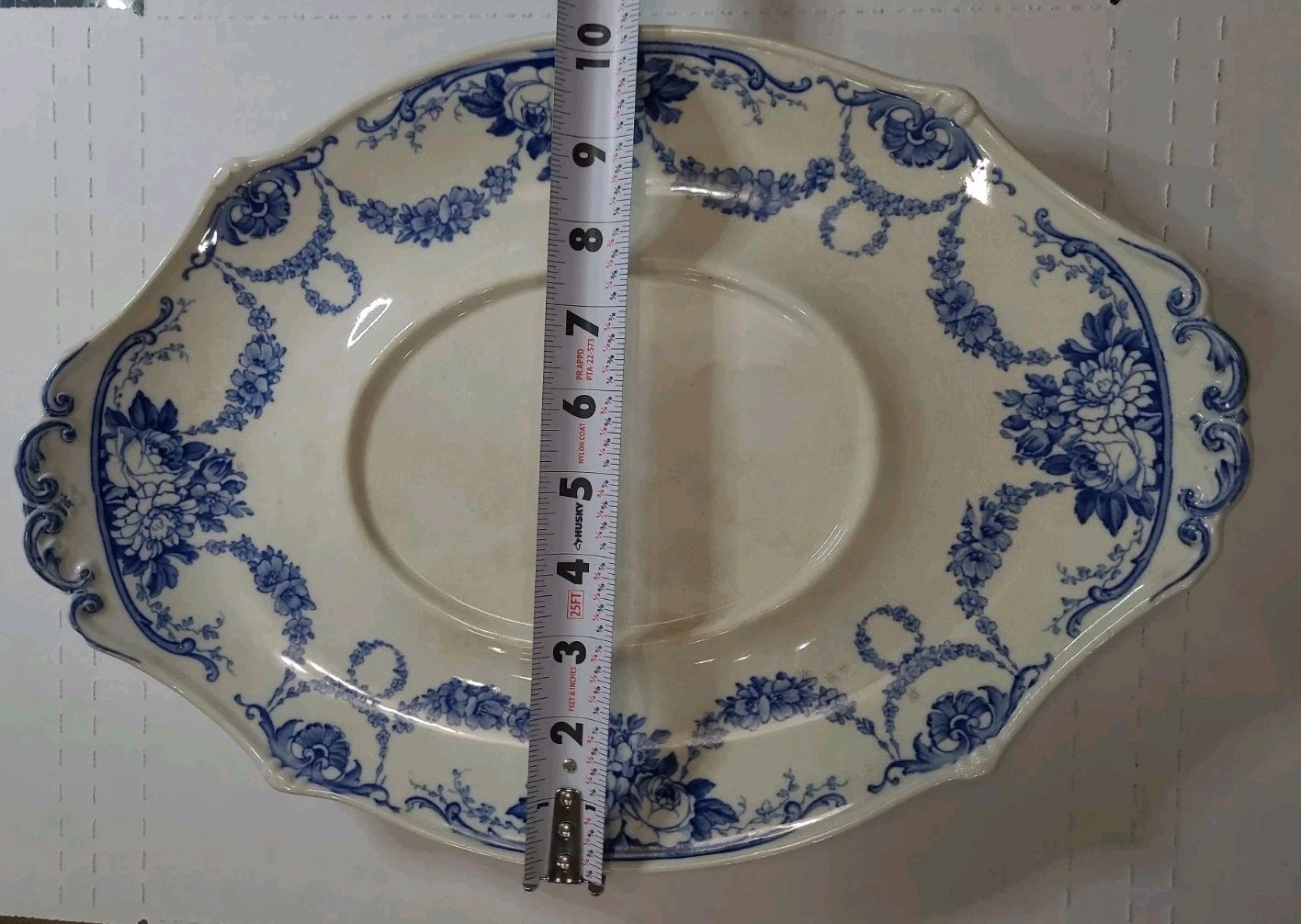 Antique Wedgwood Grosvenor Blue Flow 14.25″x10.25″Tureen Underplate Tray Platter