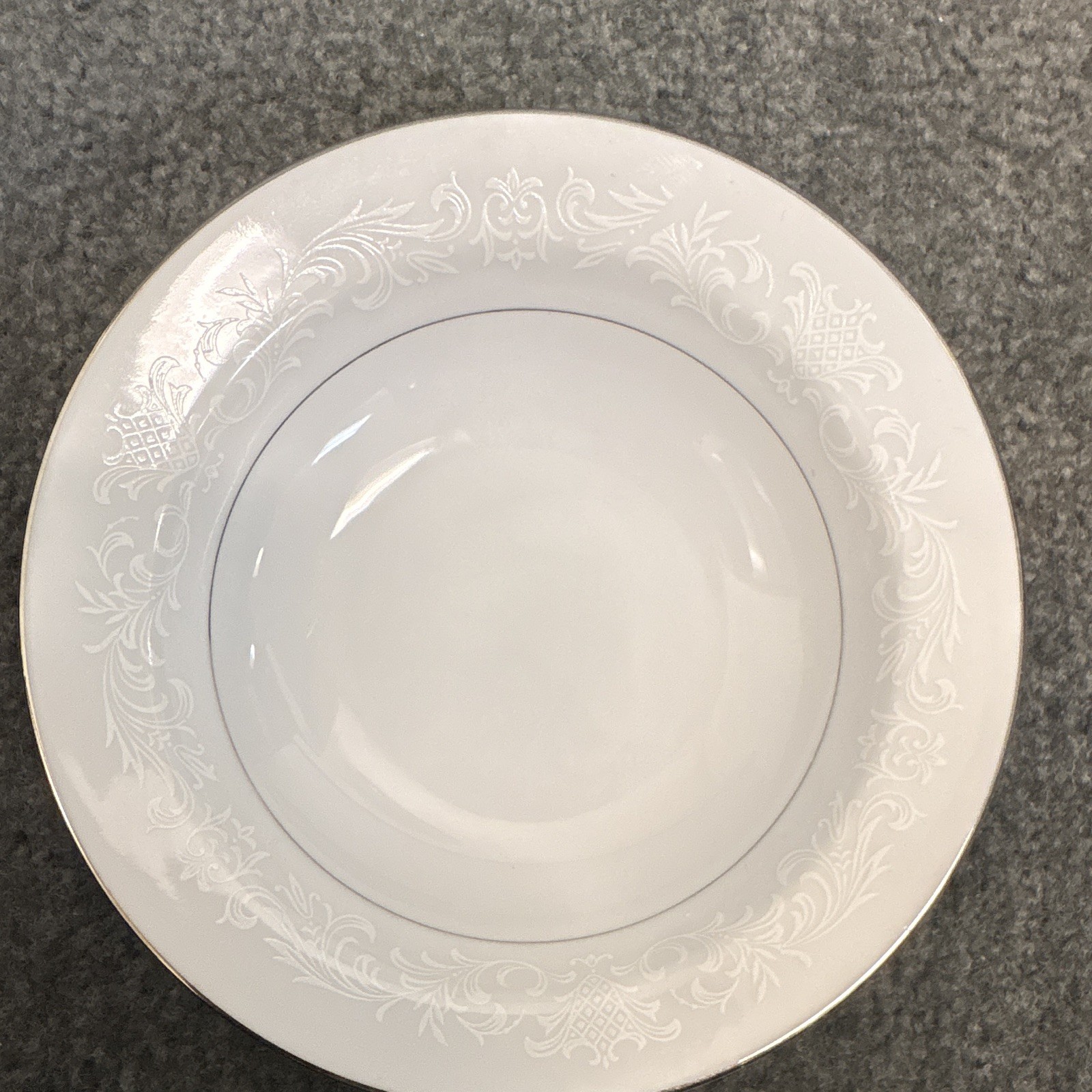 White Sango China Japan Set With White Engravings With Black Rims