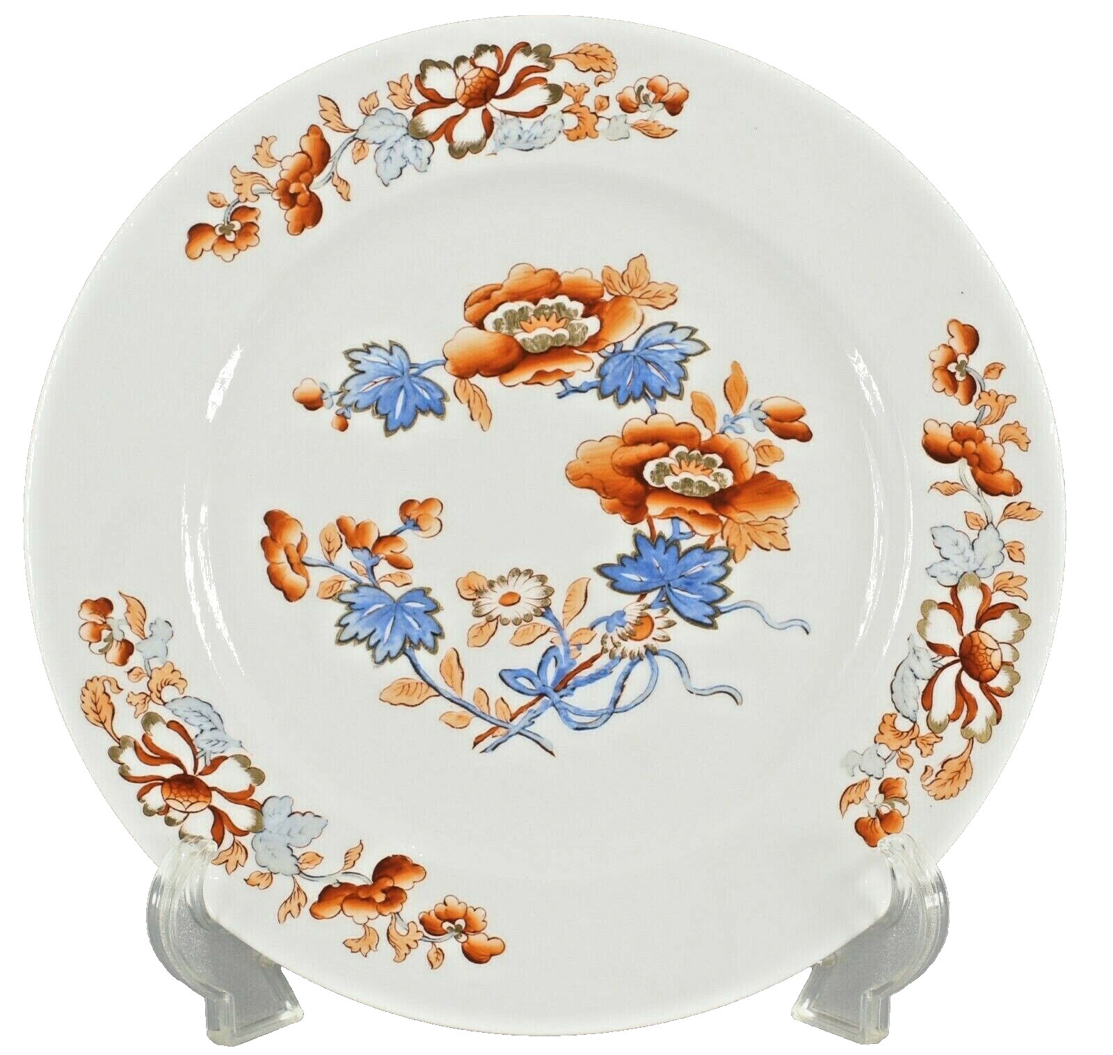 Royal Worcester 10.5″ White Rust Blue Gold Porcelain Dinner Plate