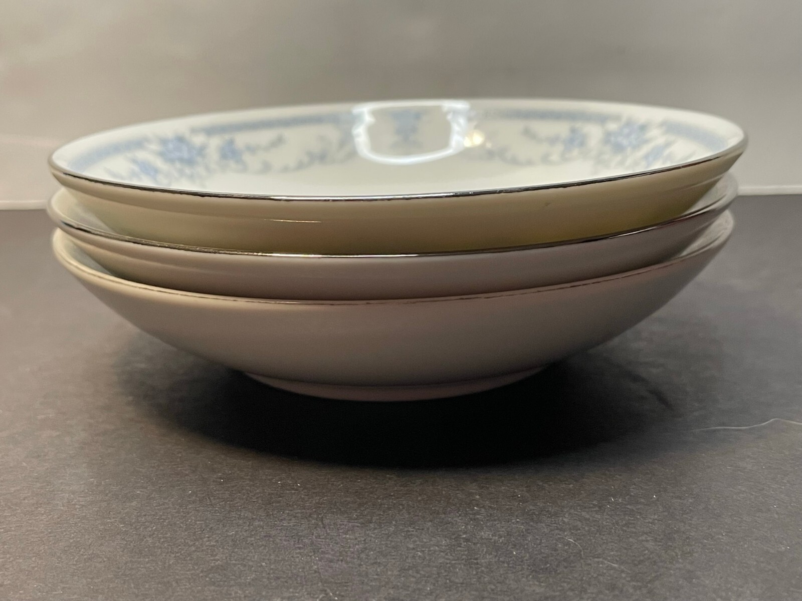 Blue Whisper Sheffield dessert bowl 5 1/2″ set 3 made Japan Porcelain China 1985