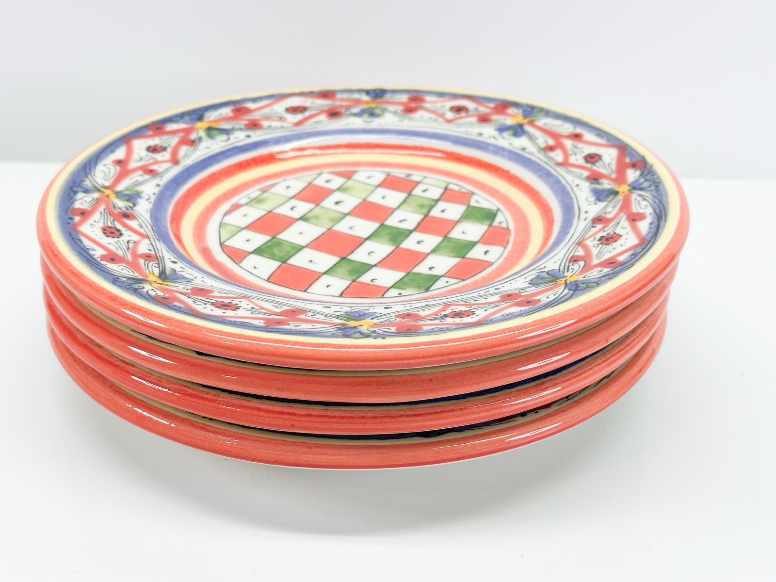 Set Of 4 Williams Sonoma LUCCA Stoneware Salad Dessert Plates 9” Made In Italy
