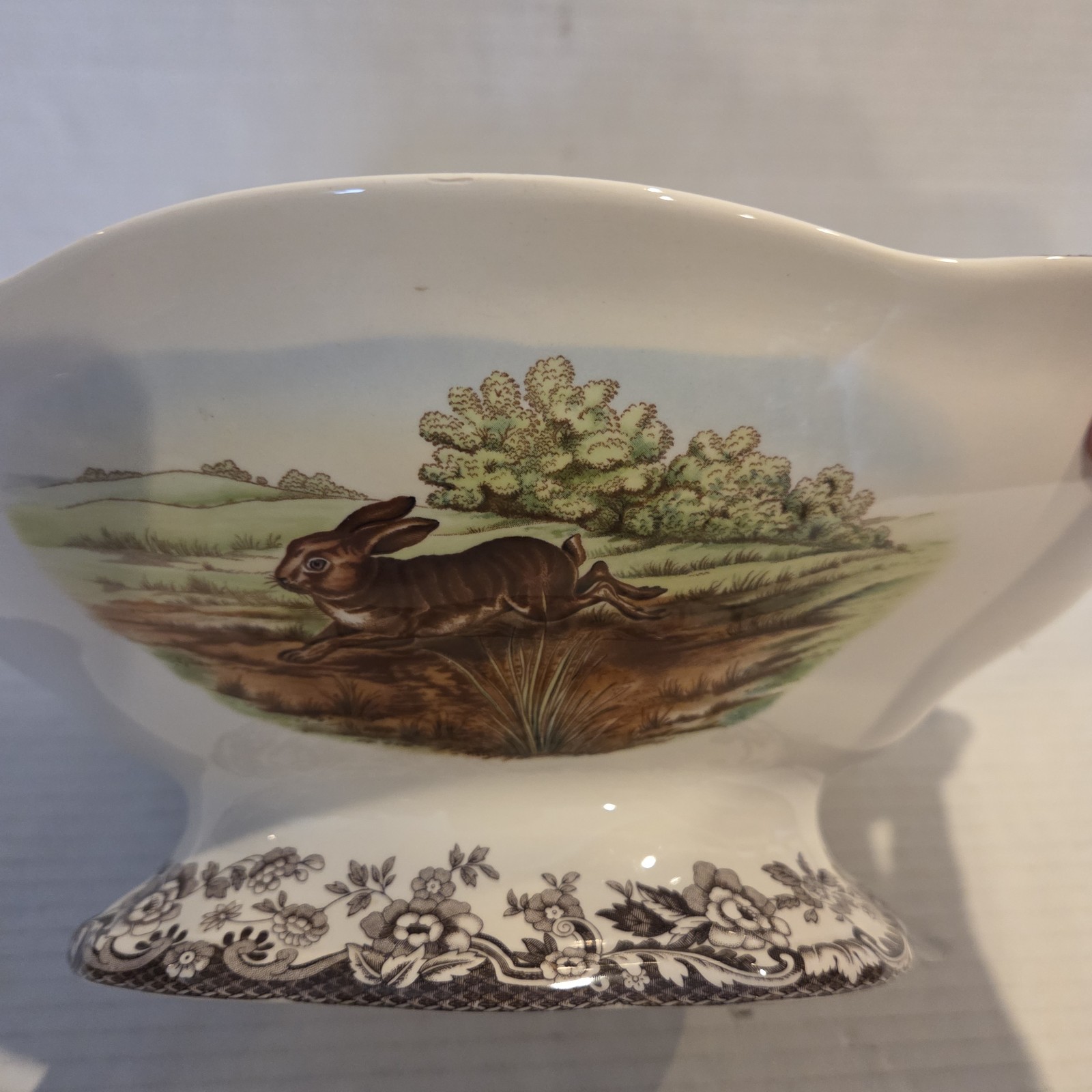 Spode Woodland Bunny Rabbit Footed Centerpiece Oval Dish Serving Easter EASTER
