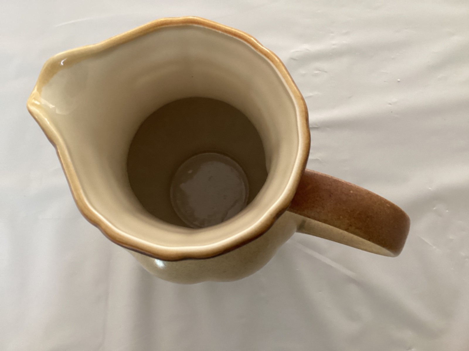 Mikasa Whole Wheat 48 oz Footed Pitcher 8.5-inch Tall Stoneware Beige and Brown