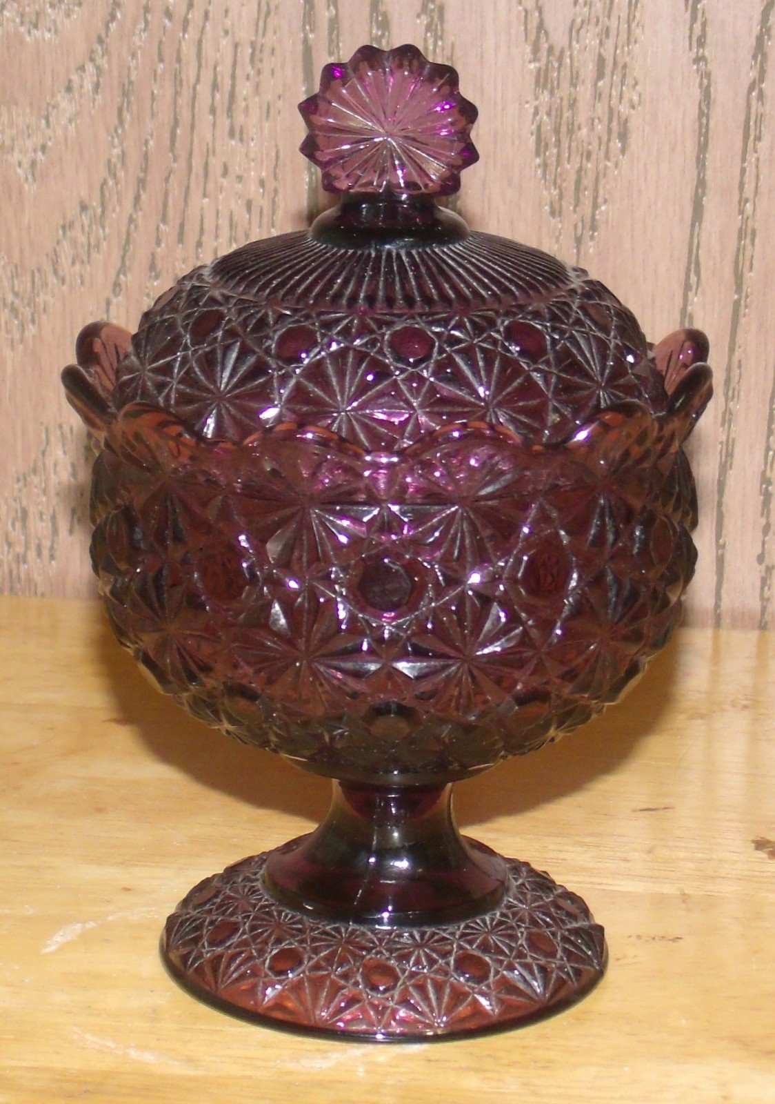 LE SMITH Daisy & Button AMETHYST Compote Candy Dish Lid