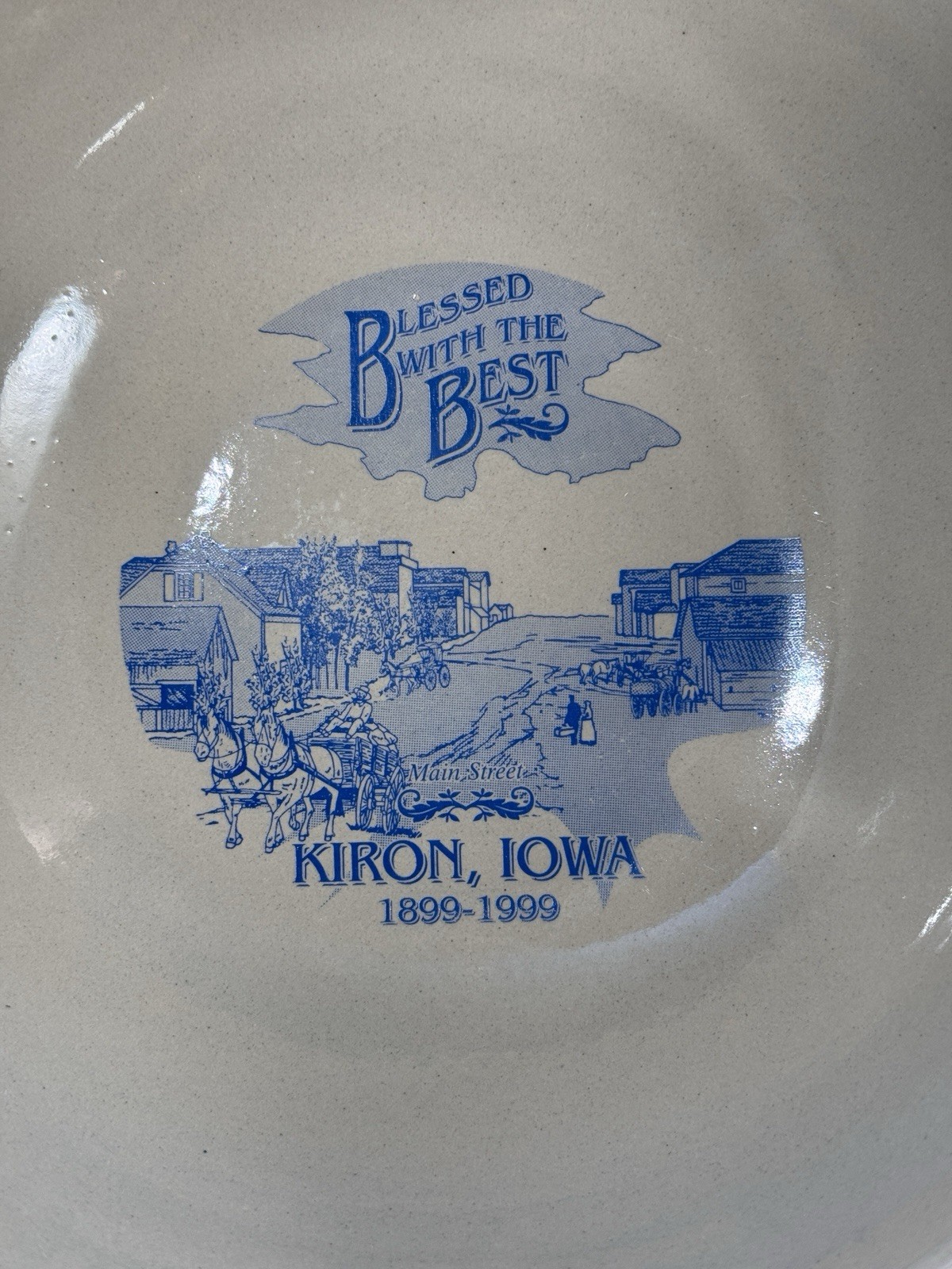 Vintage Dart, Inc. Friendship Stoneware Bowl Kiron Iowa Centennial 1899–1999 10”