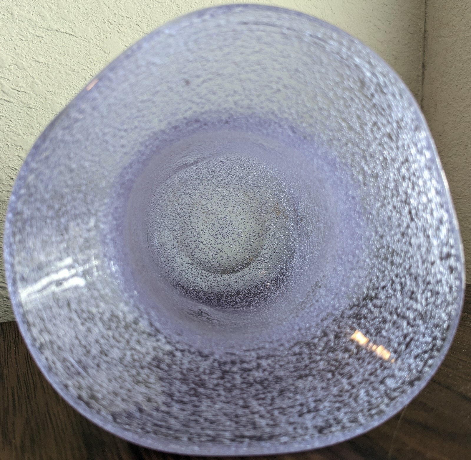 Hand Blown 5.5″” Alexandrite Bubble Glass Vase Pinched Sides Flared Threaded Rim
