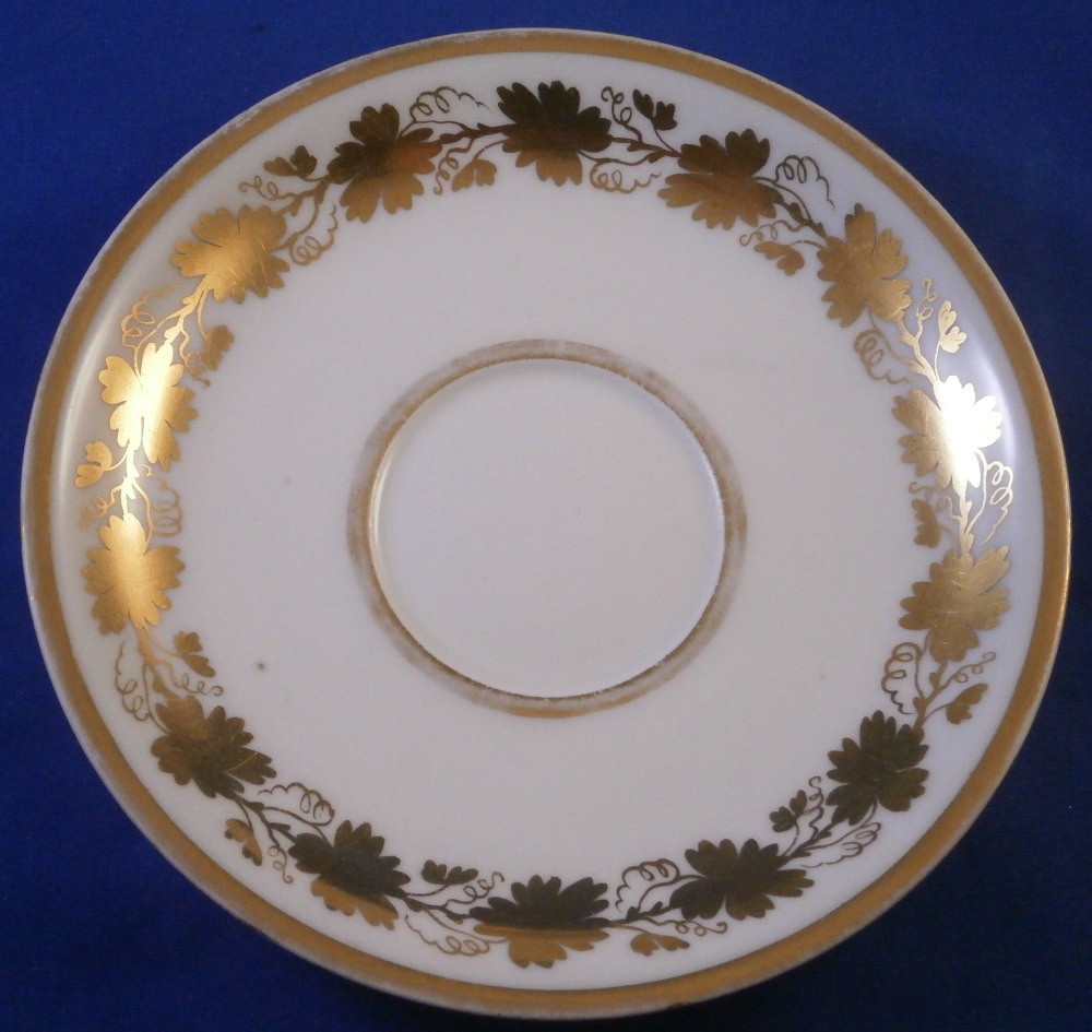 Antique 19thC Royal Vienna Porcelain Gold Grape Leaf Cup & Saucer Wien Austrian
