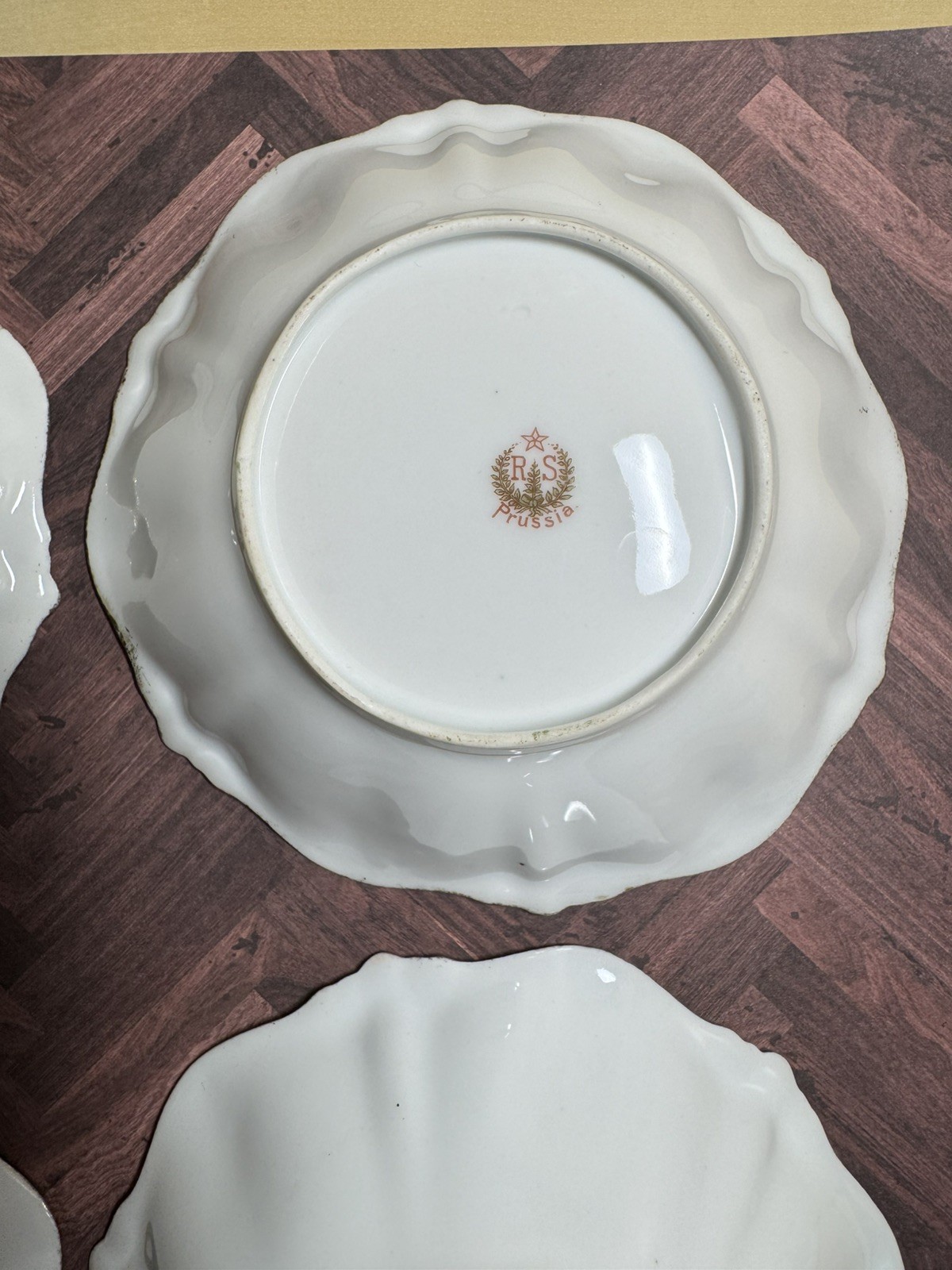 RS Prussia Floral Berry Bowls Set 4 PCS Scalloped Hand Painted