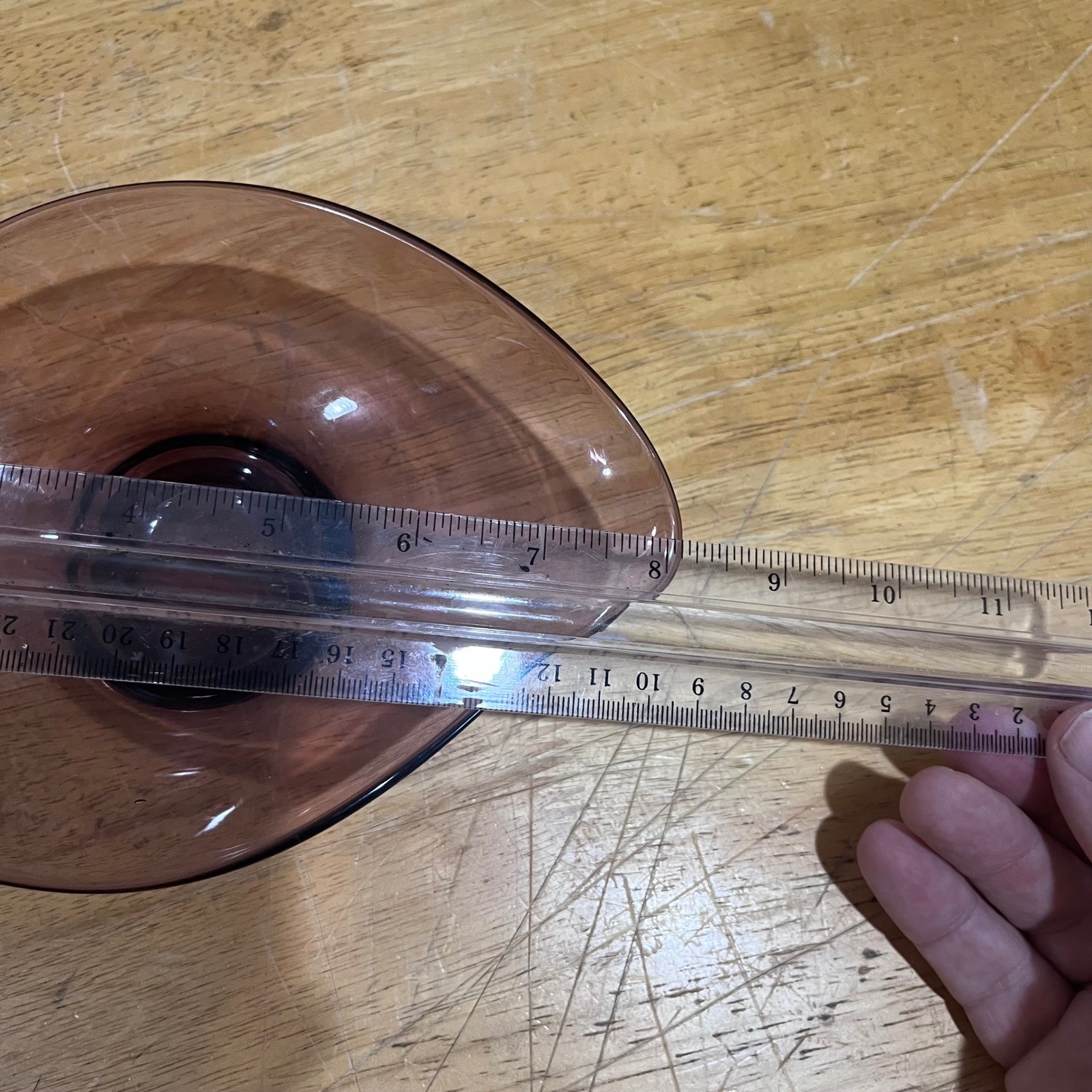 Vtg Viking Glass Amethyst Purple Mid Century Modern Oblong Asymmetrical Bowl