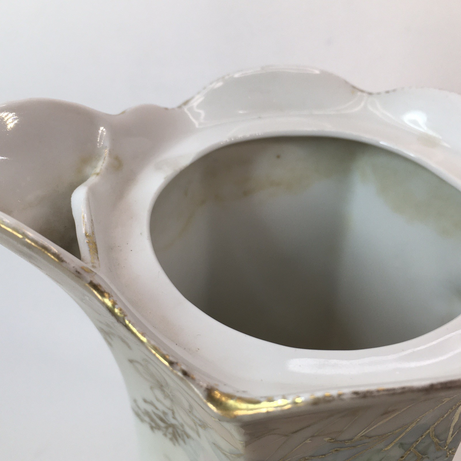 Antique RS Prussia Red Mark Chocolate Pot White Body W/ Pink Rose Gold Accent