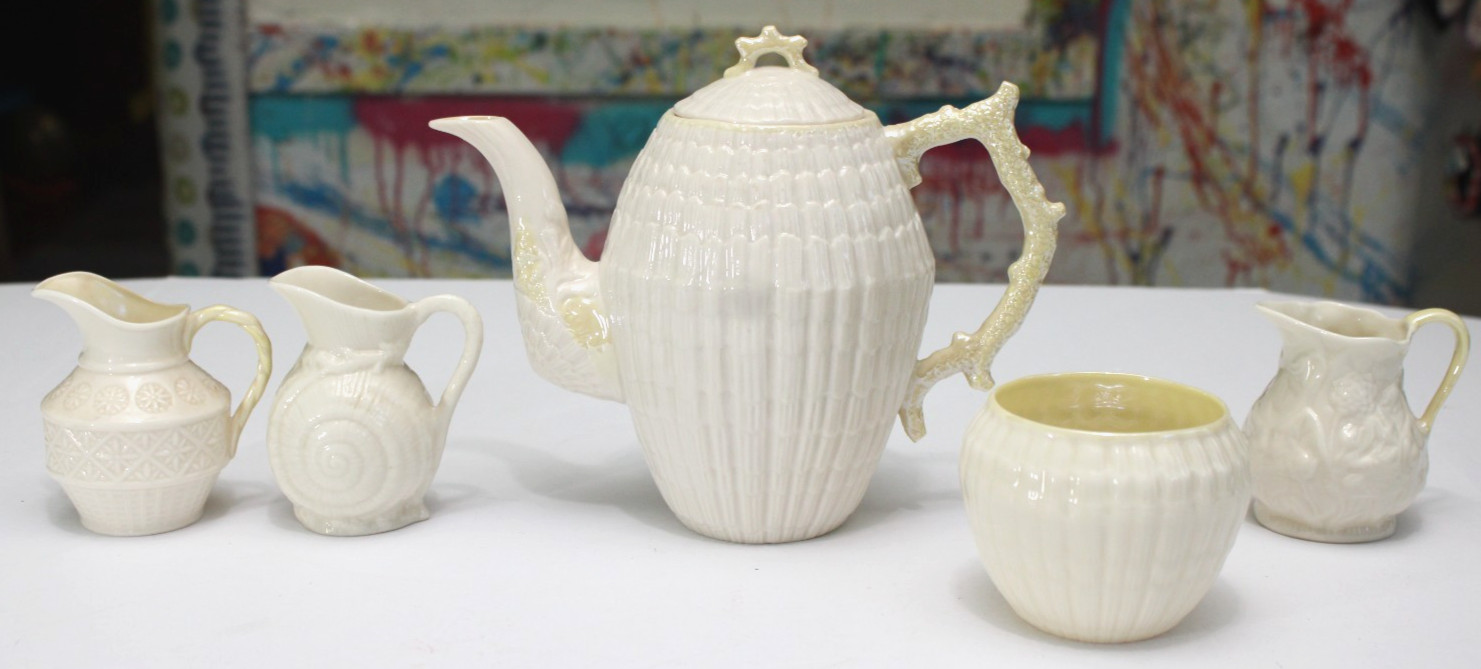 VINTAGE Mix of 19 Belleek Ireland Pottery Pieces 6th Mark (1965-1980) 3rd Green
