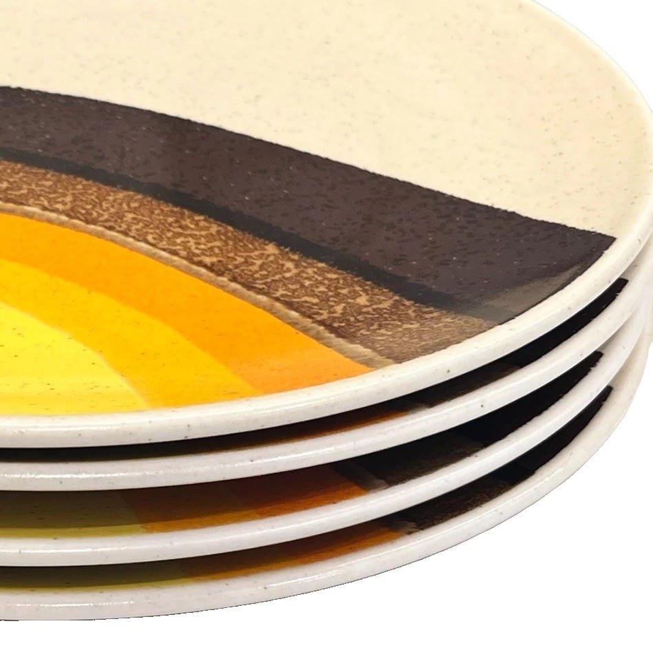 MCM Mikasa Half Moon Dinner Plates DE801 Indian Feast 70s Japan ~ Set Of 4