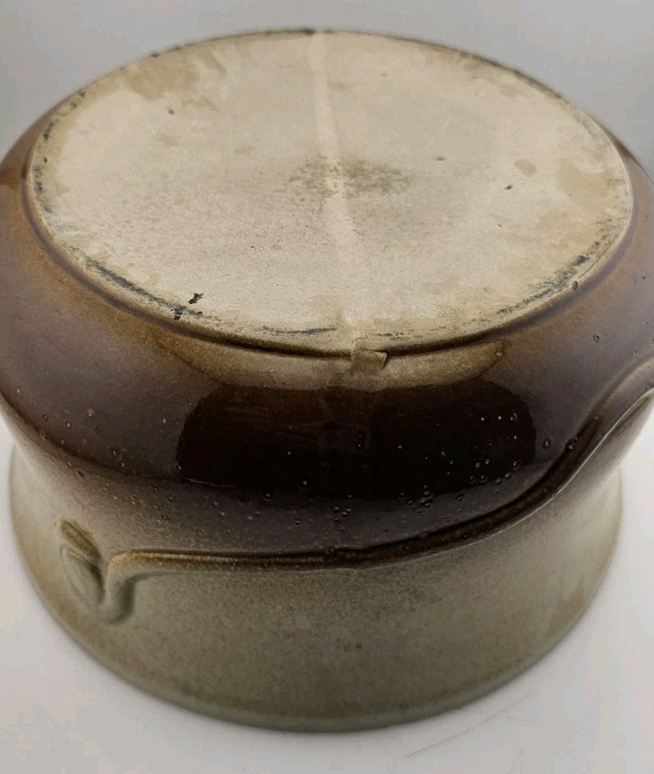 Pottery Ceramic Stoneware Bowl Pot Planter Ombre Brown Tan Rustic Farmhouse Vntg