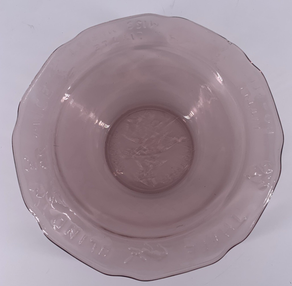 Amethyst Indiana Glass Nursery Rhyme Grill Plate, Bowl and Mug Vintage 3 Pc Set
