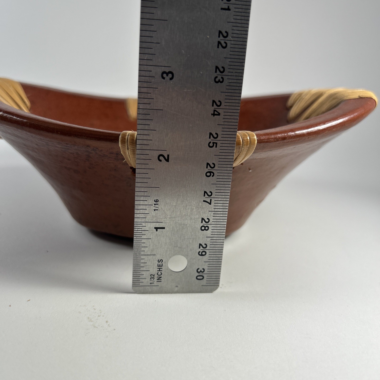 Sasak Rattan Red Wear Pottery Decorative Bowl Bowl About 7 1/2 Inches By 5 1/2 I