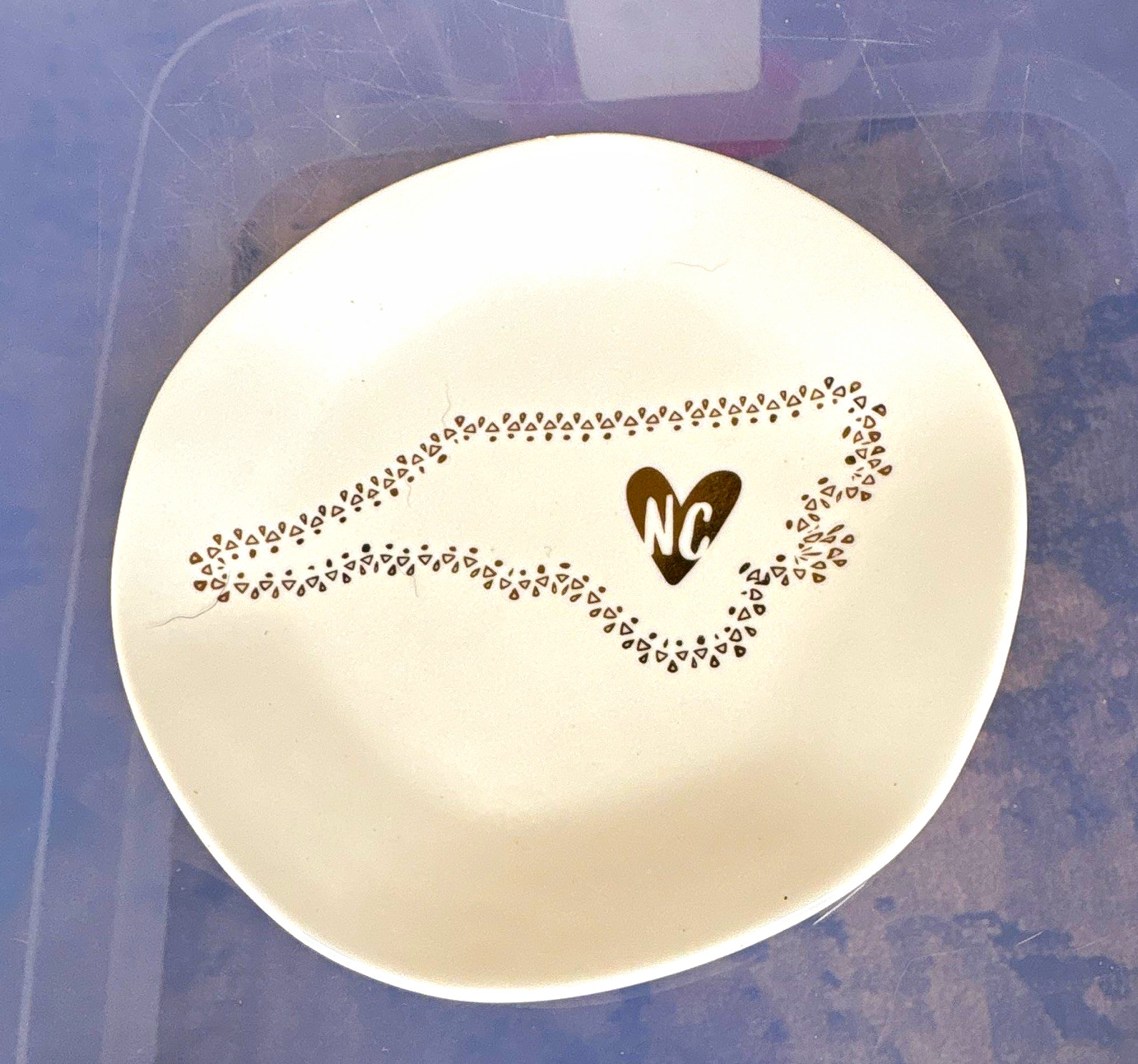 Natural Life Ceramic Plate White North Carolina Heart NC Dishwasher Safe