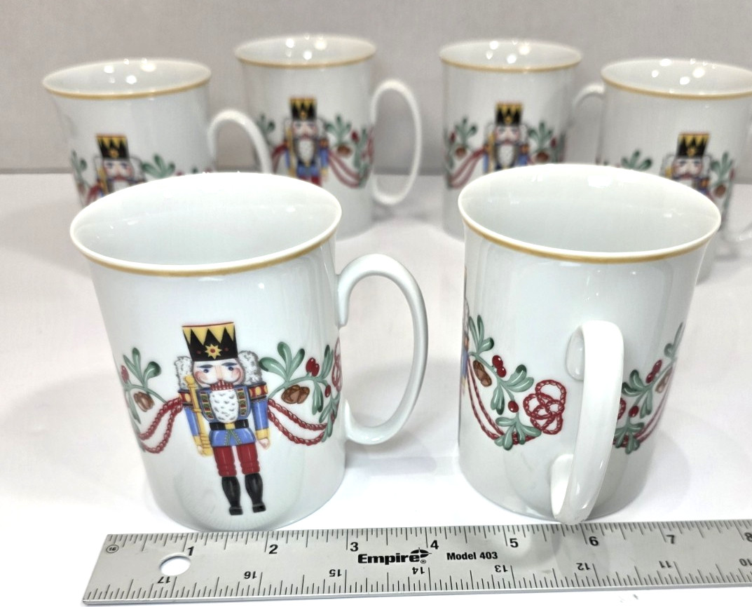 Block Spal Whimsy Christmas Coffee Cups Nutcracker PORTUGAL 1992 Set of 6
