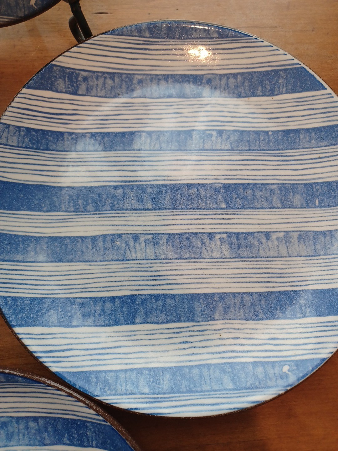 Pfaltzgraff Windsor Stripe Salad Plates 8″ set of 4 Blue White Stripped Linen