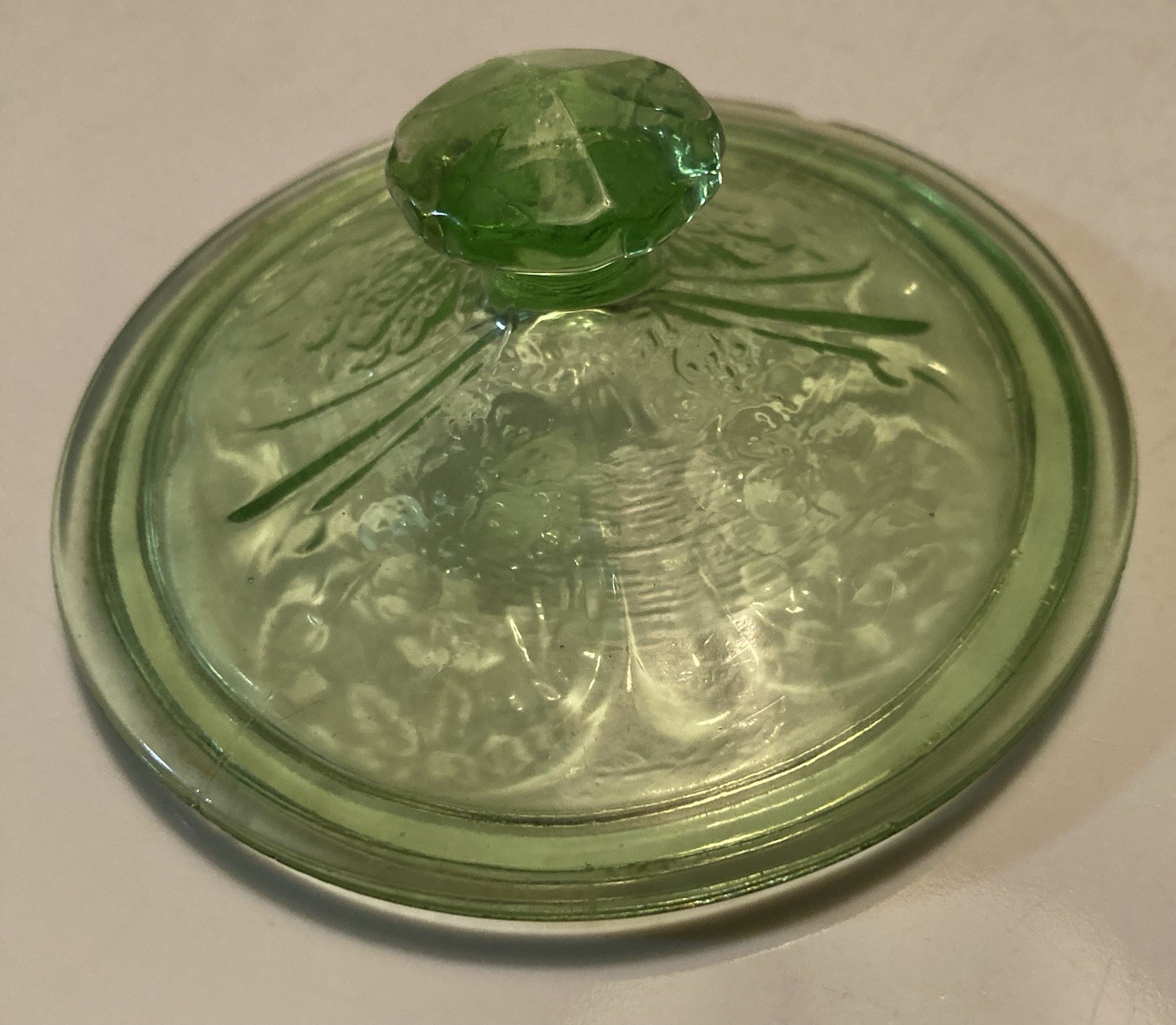 Depression Glass Green Creamer And Sugar Bowl Cherry Blossom Jeanette Glass Co.