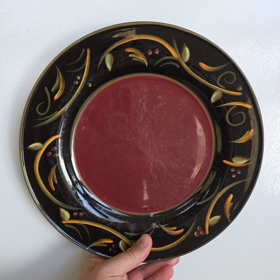 Demdaco 2002 Chocolate Berries 11″ Dinner Plate Deb Hrabik HEAVY WARE