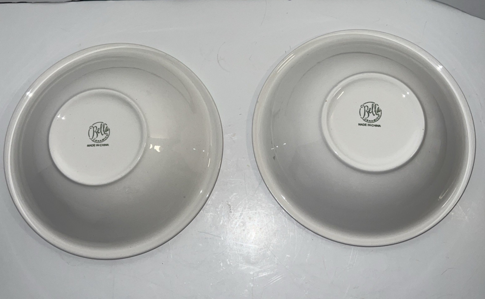 Bella Ceramica Soup Salad Serving Bowls Purple Flowers Bee 8.75”D Set Of 2