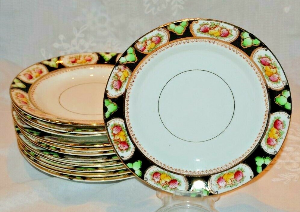 VINTAGE STANDARD CHINA IMARI LOT 6 B&B SIDE PLATES COBALT BLUE RUST ENGLAND