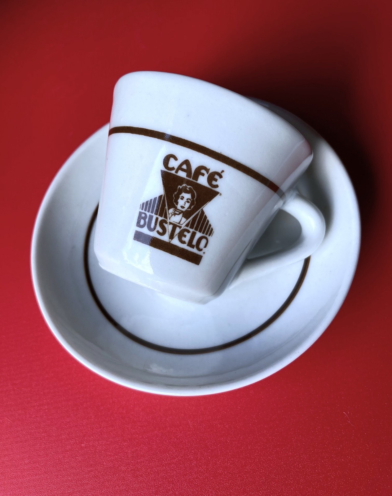 the Original Cafe Bustelo Porcelain Espresso Cup Saucer Francisco Pozzani Brazil
