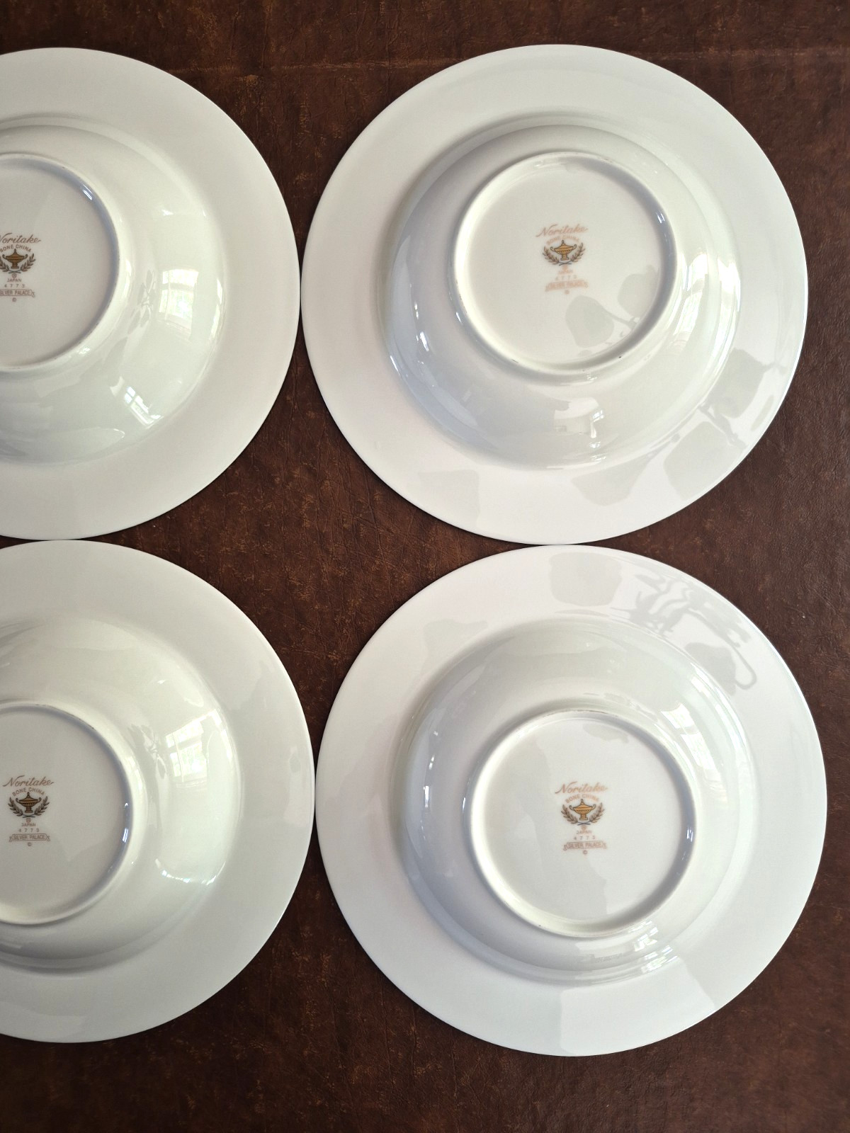 6 Noritake Bone China Silver Palace 8 1/2″ Rimmed Soup Bowls 4773