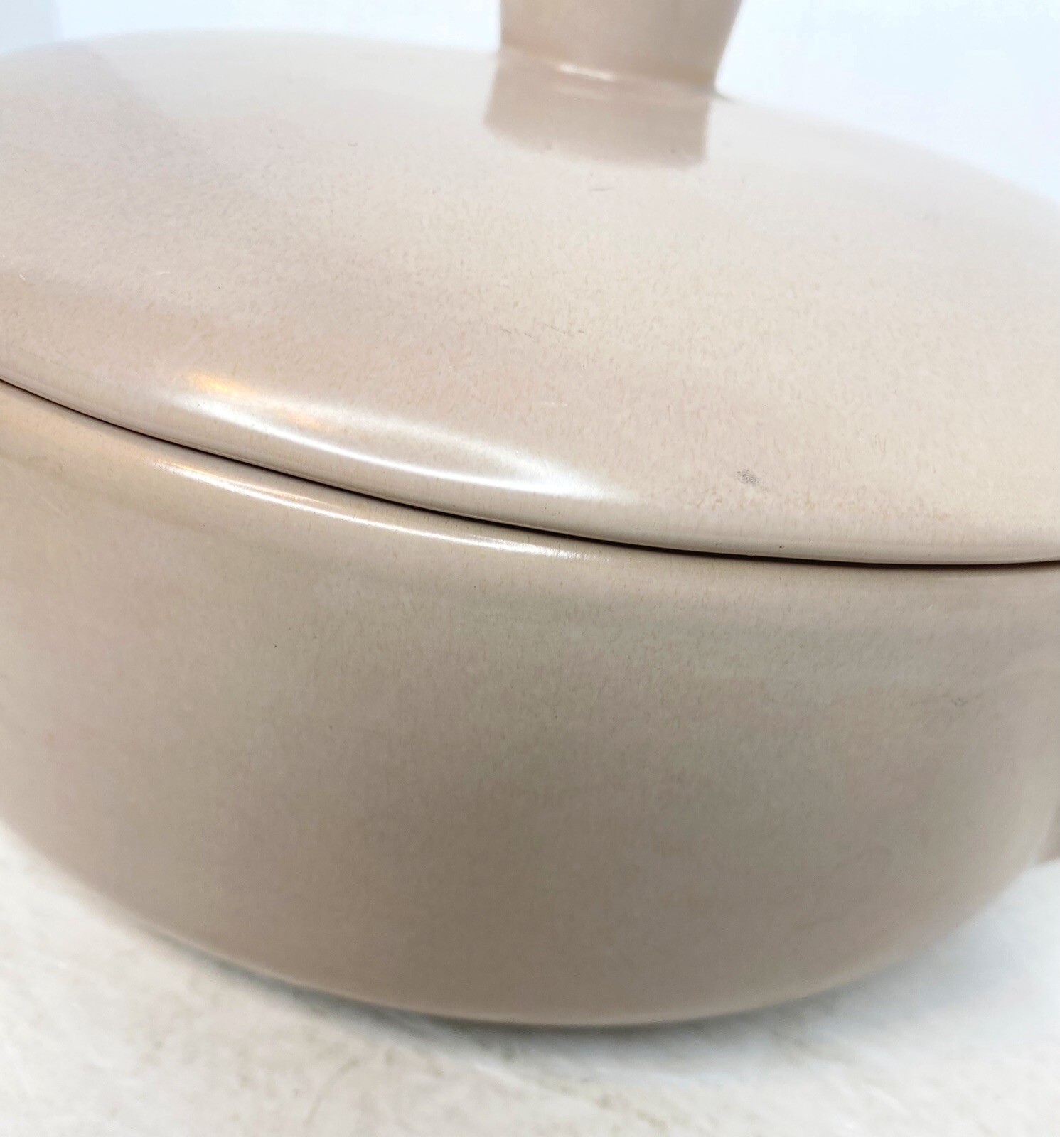 Vintage La Solana California Pottery Individual Covered Casserole Handle Pink