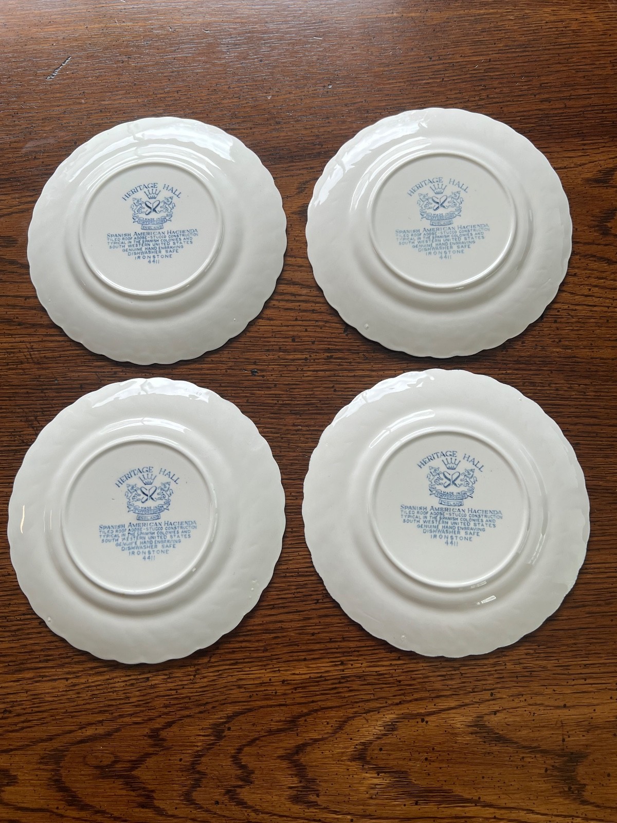 Heritage Hall Blue Bread & Butter Plates Set 4