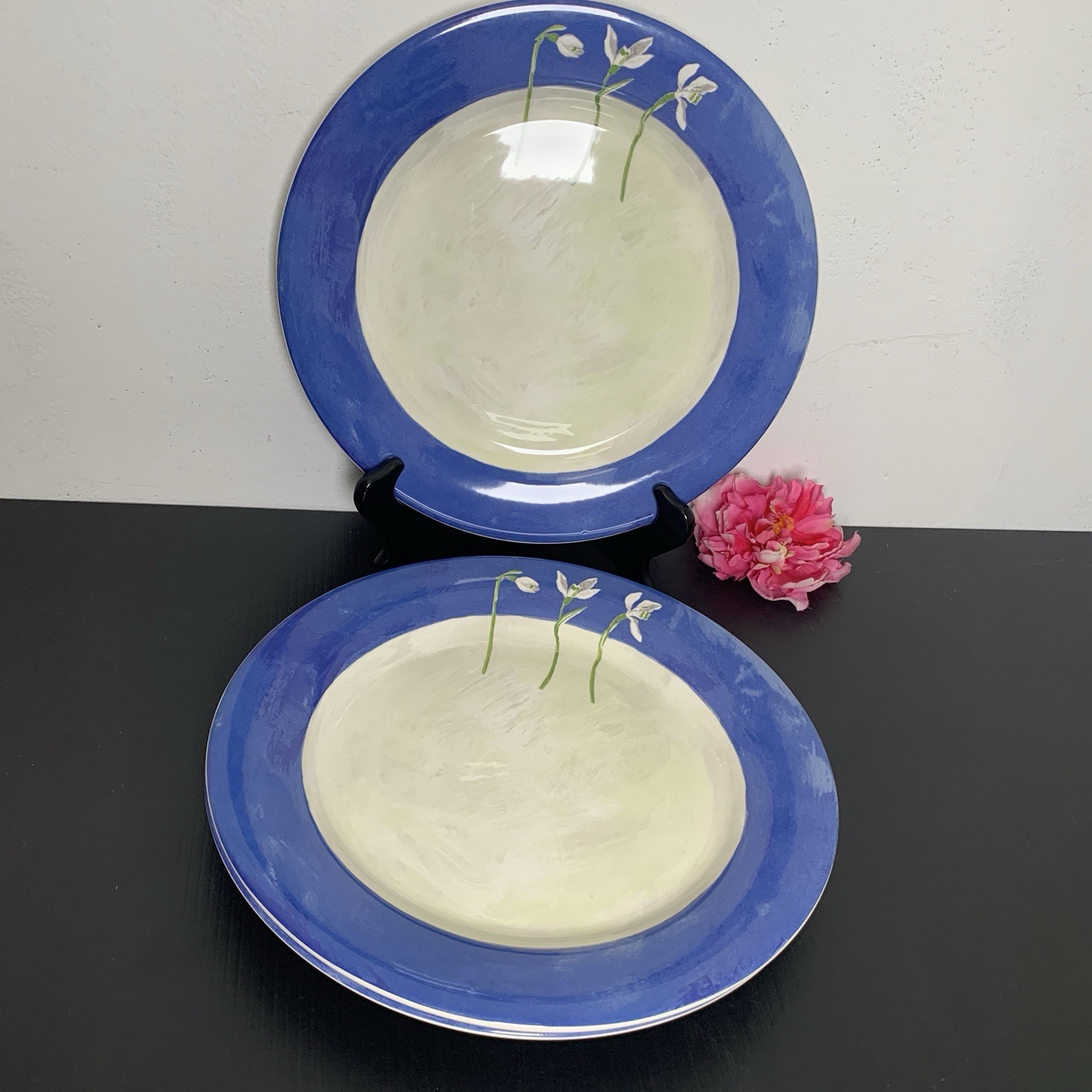 Faiencerie De Gien ALICE – Alice Blue Floral Dinner Plate – Set of 3