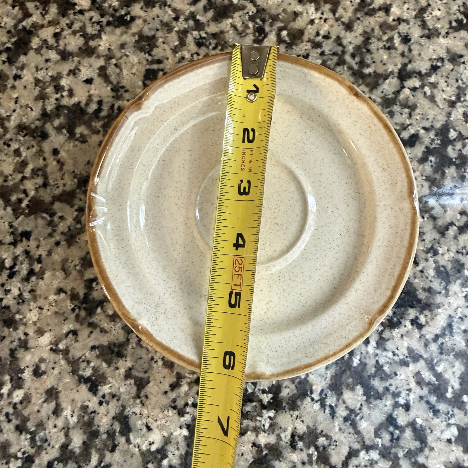 Set of 3 Baroque Hearthside Stoneware Saucers Japan Speckled Beige Dessert Salad