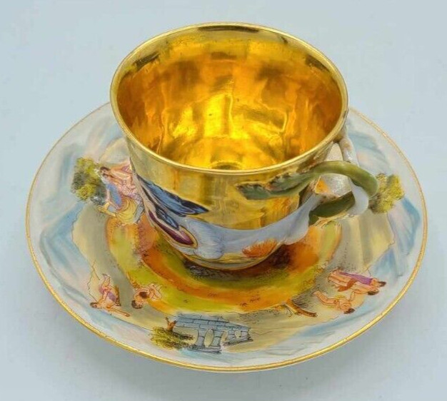 Antique 1800s Richard Ginori Capodimonte Hand Painted Cup & Saucer