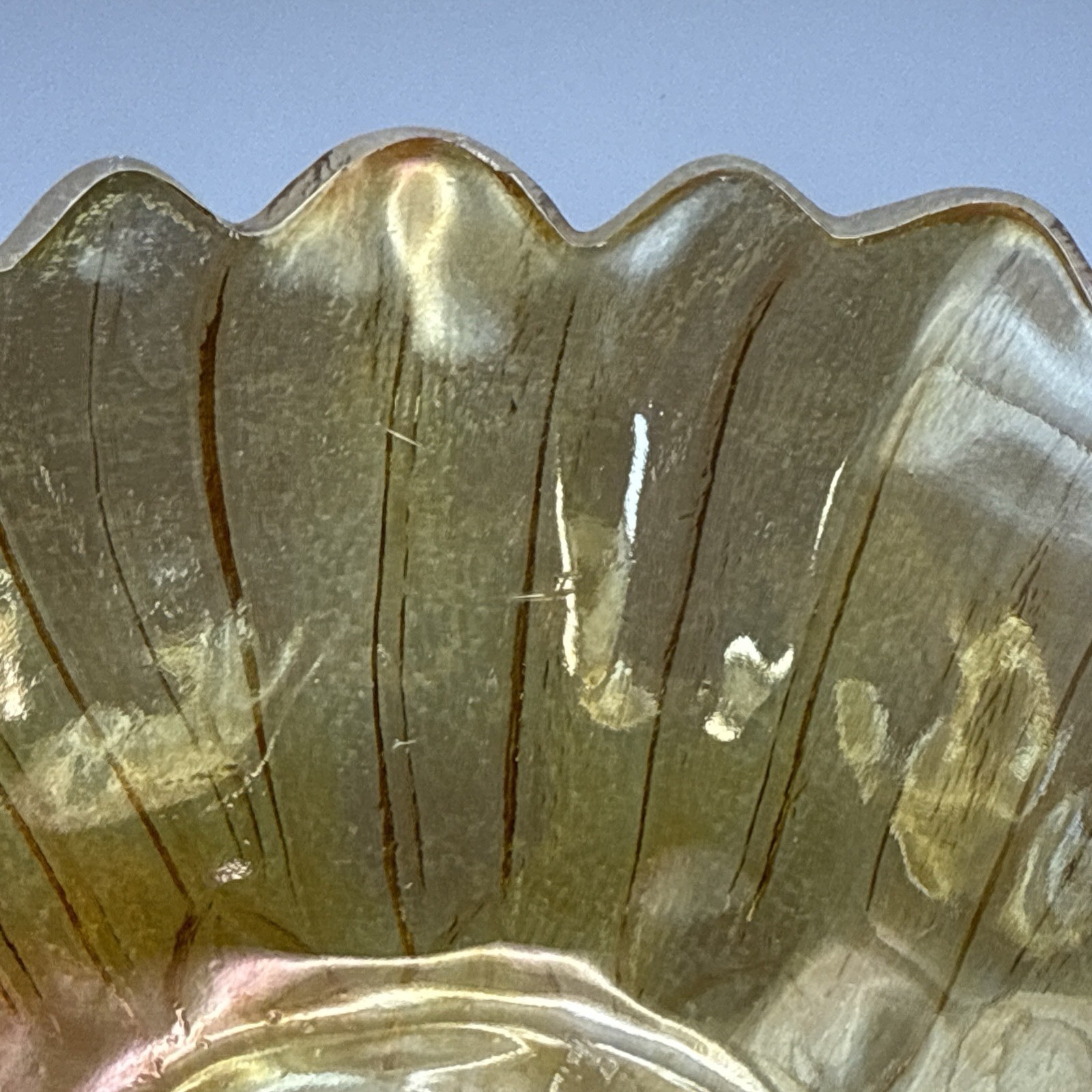 Indiana Iridescent Carnival Glass Bowl set of 2 VTG Sunflower Marigold Amber 7″