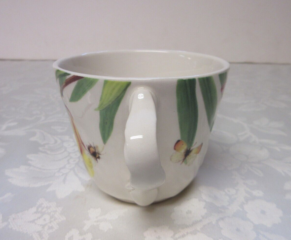 Spode Floral Haven Flat Cup Saucer Set Scalloped Butterflies Tulips Bee England