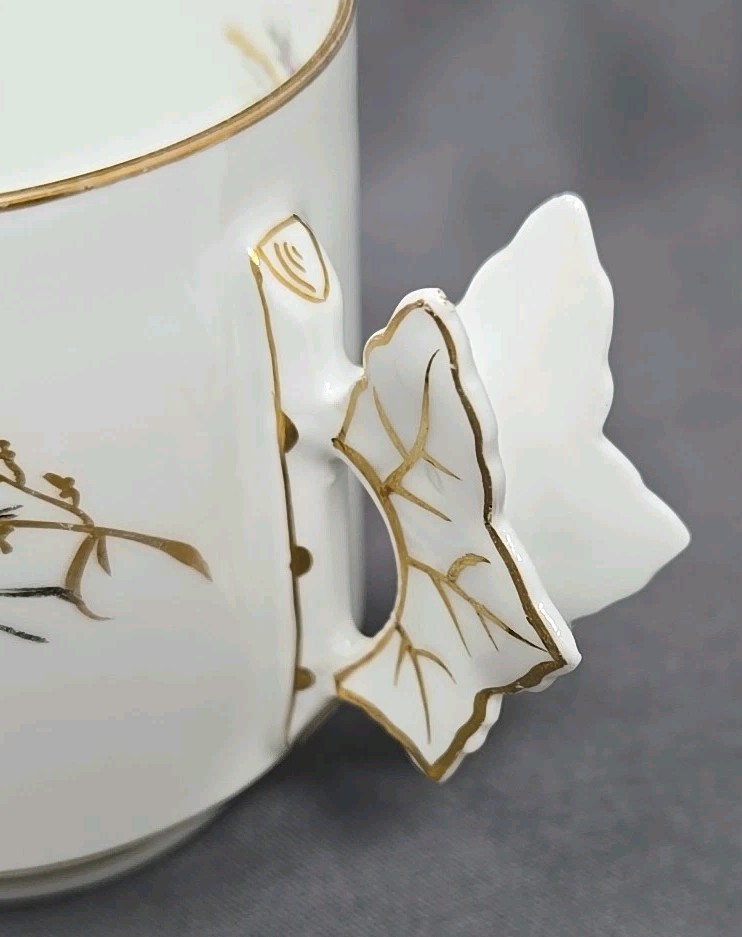 Charles Field Haviland Limoges Leaf Handle Demitasse Cup & Saucer 1868-81