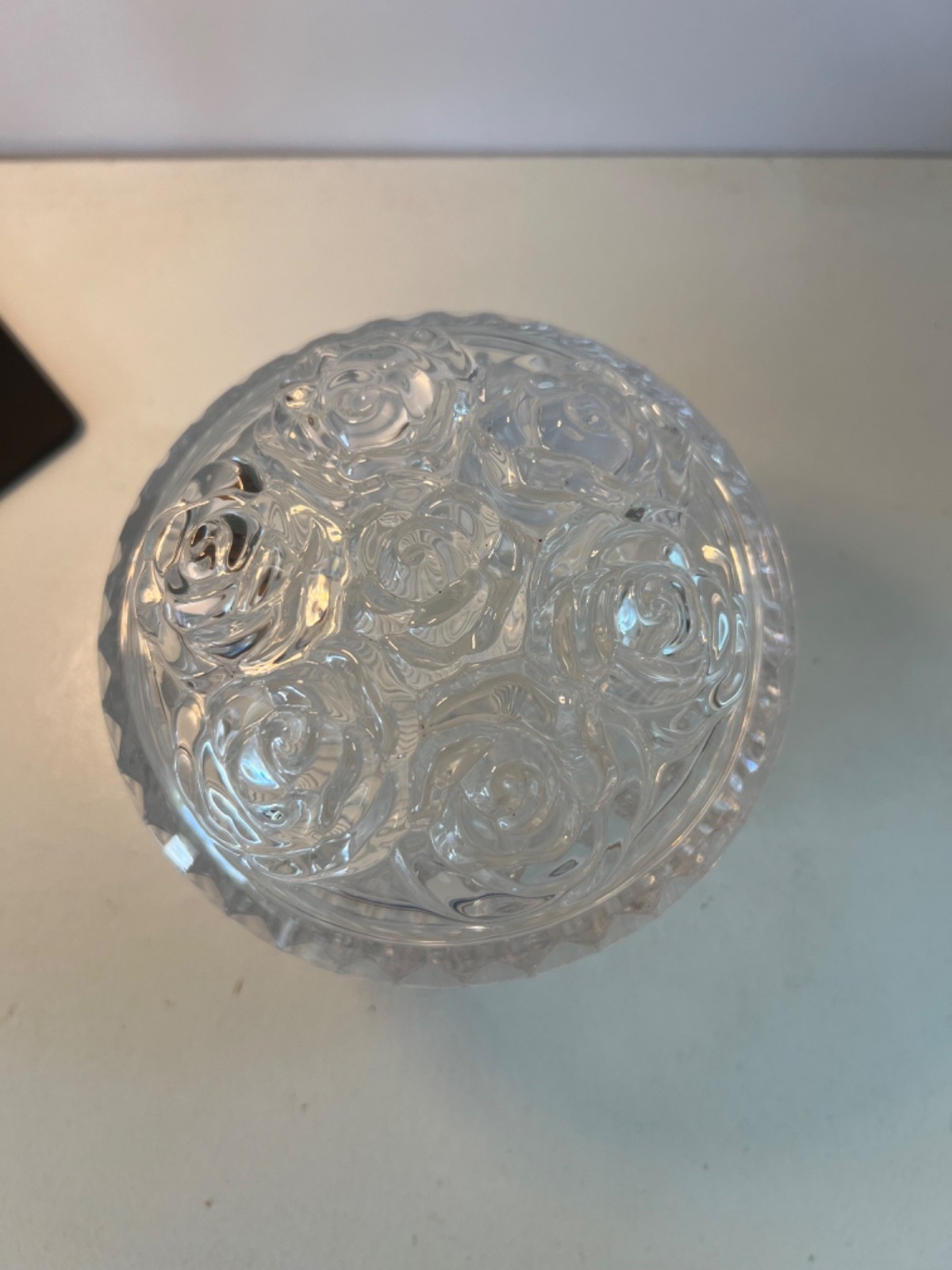 “Roses” Trinket Candy Dish Pressed Clear Glass