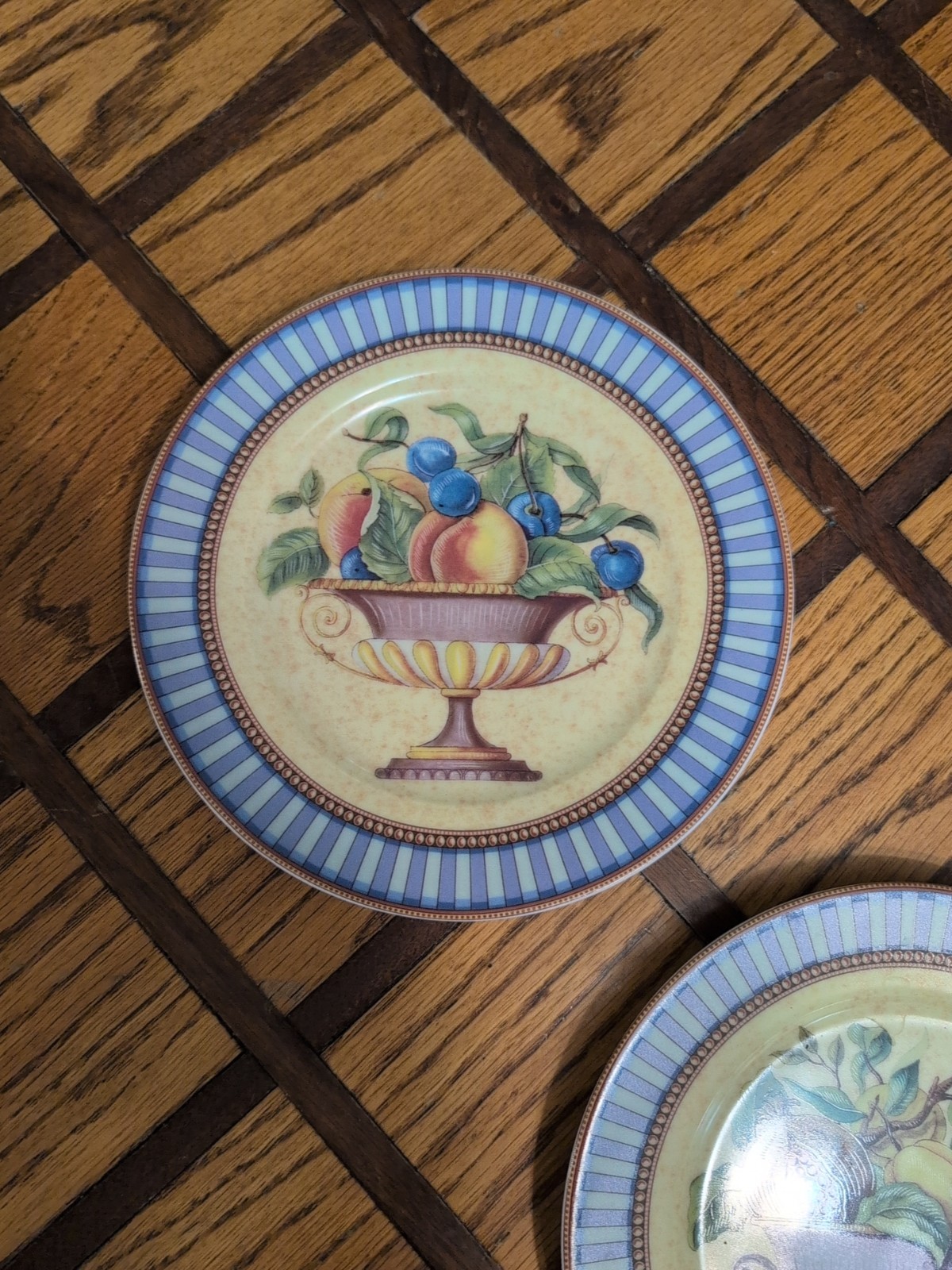 Set Of 3 Porcelain Limoges Godinger 1855 7.75” plate Apricot Strawberry