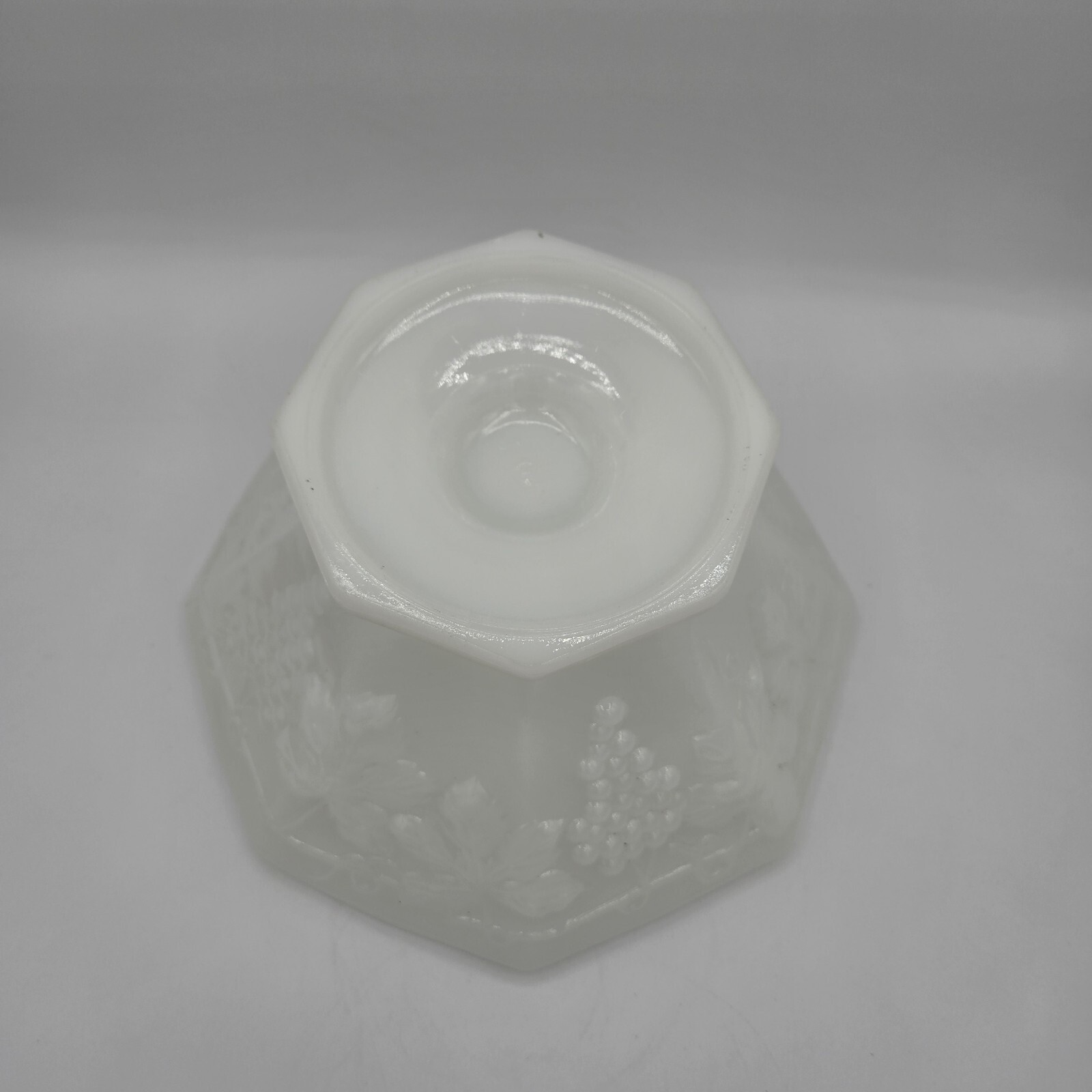 Vintage Indiana Glass Company Milk Glass Pedestal Bowl Grape Vine Collectible