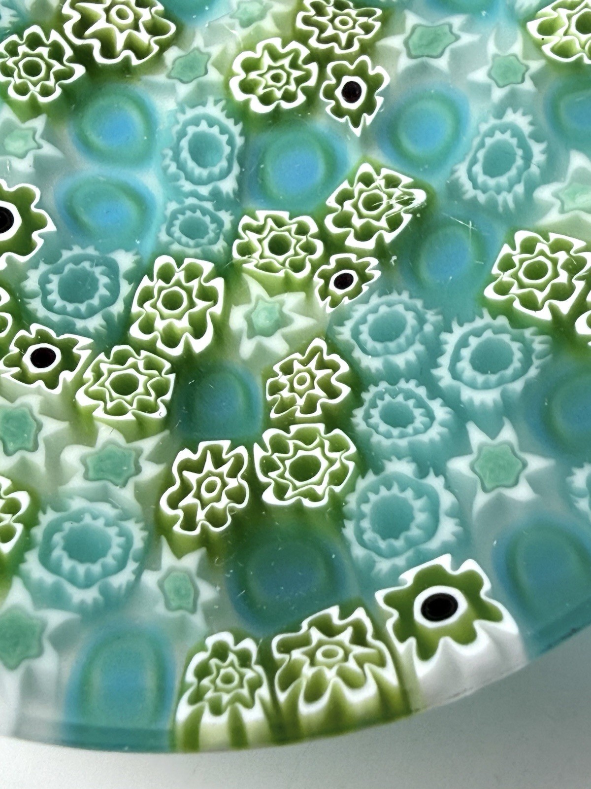 ERCOLE MORETTI Murano Millefiori Art Glass Dish Blue Green Plate Bowl Box COA