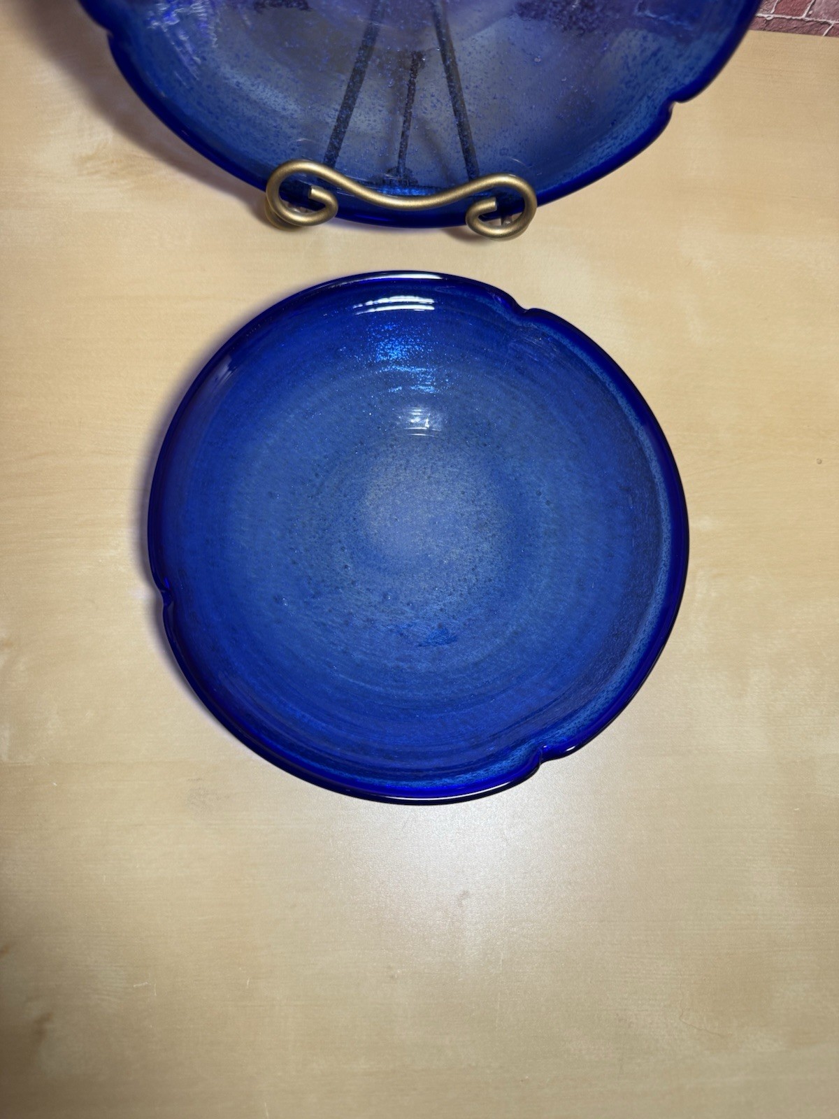 2 Piece Cobalt Blue 7” Dessert / Salad / Bread Plates Hand Blown Art Glass SALE