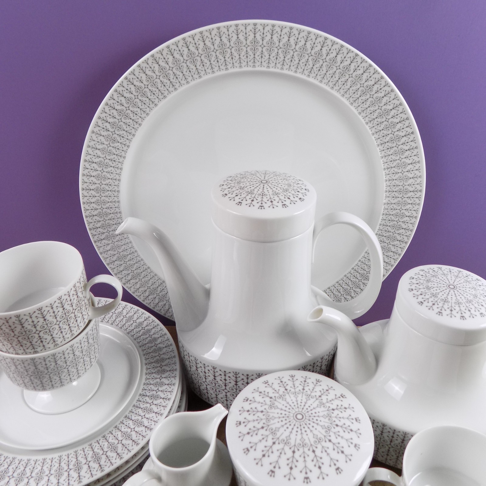 Rosenthal Porcelain Filigree Tea & Coffee Set Tapio Wirkkala Design Germany MCM