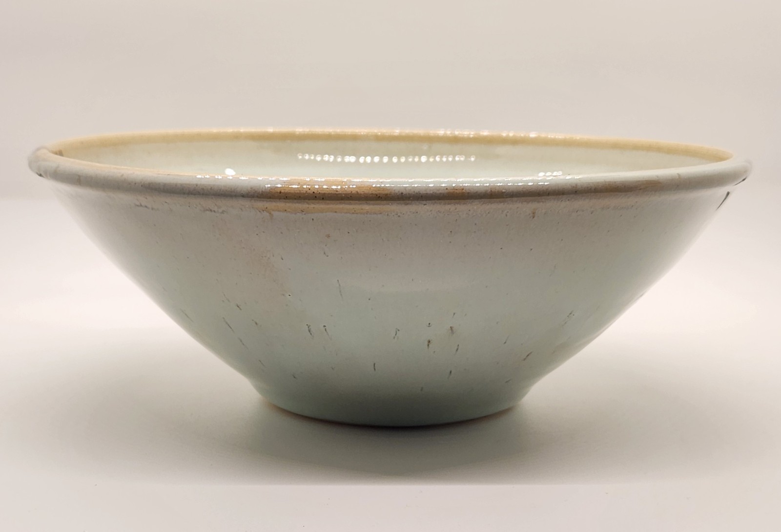 Handmade Studio Art Pottery 8″ Bowl With Koi Fish And Glossy Finish