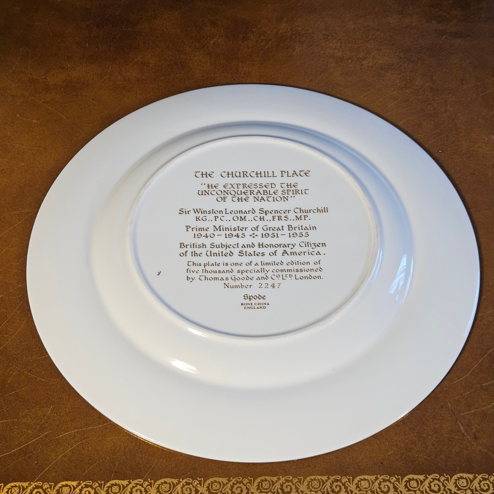 Spode The CHURCHILL Bone China Plate, England, 10.5″, #2247 of 5,000 Ltd Edition