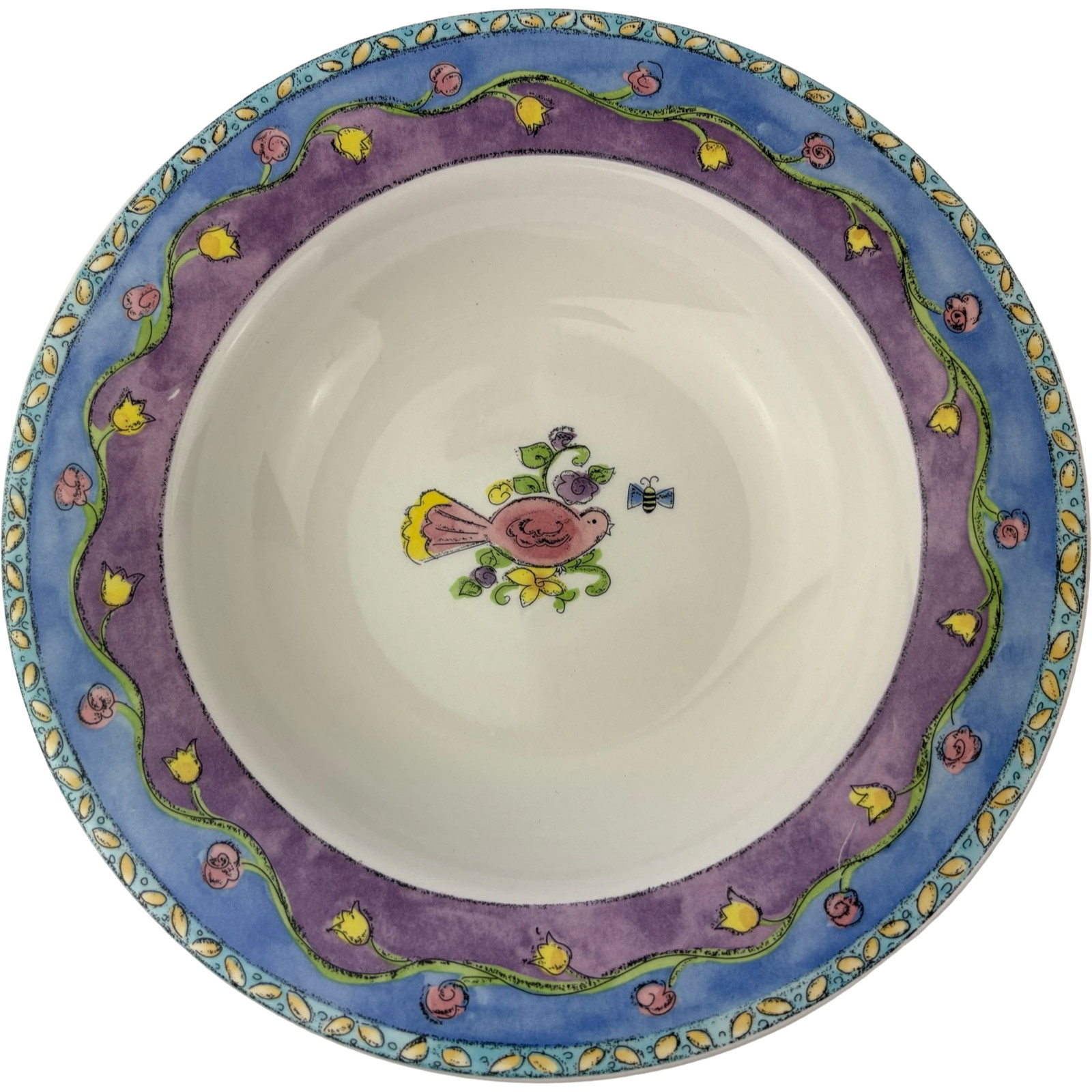 Sango Birds and the Bees Soup Bowls Set of 2 VTG 8 3/4″ Sue Zipkin Stoneware