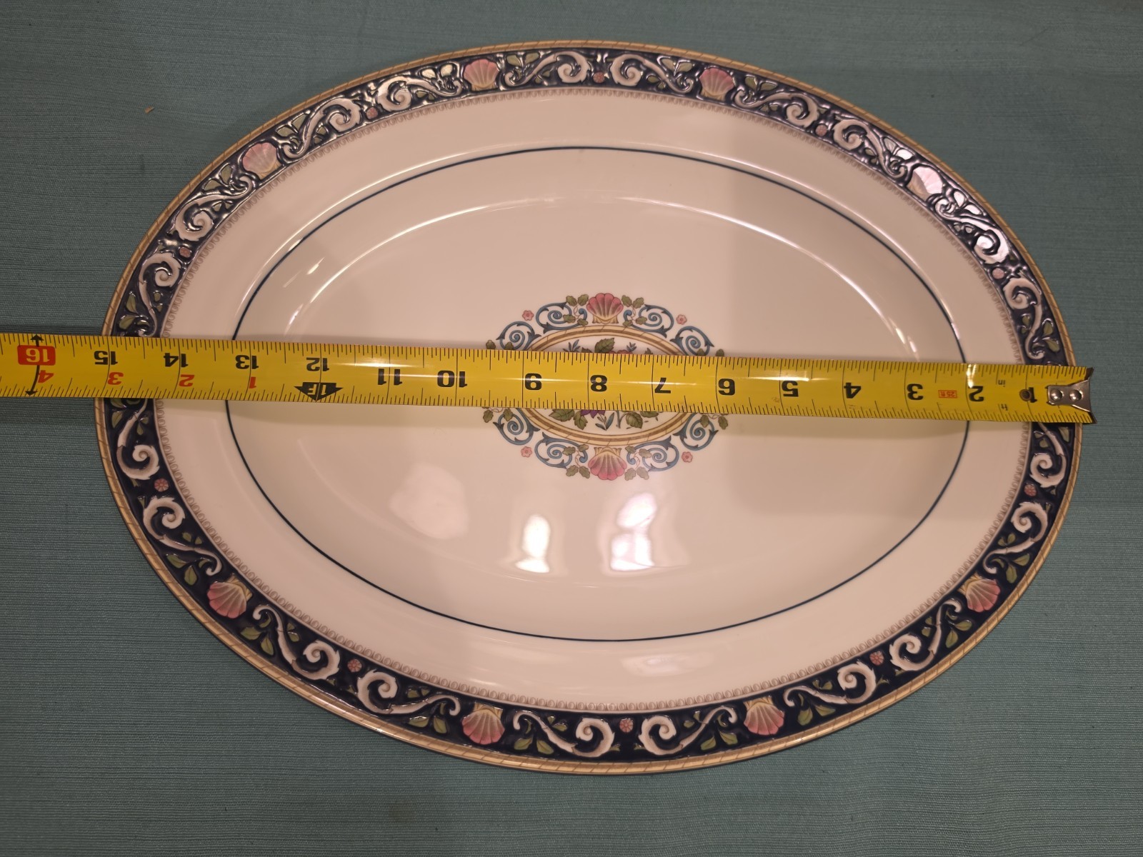 Wedgwood Runneymede Dark Blue #W4472 Oval Serving Platter & Round Serving Dish