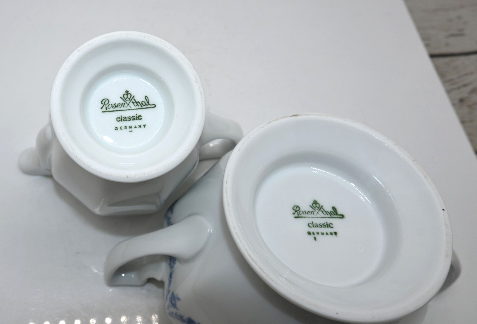 Vtg Rosenthal Maria Classic Blue Rose Garland Cream & Sugar Set Germany