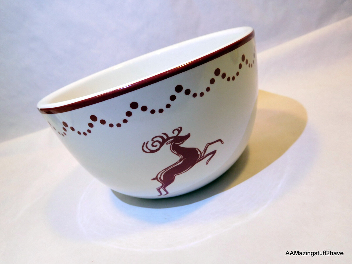 Holiday Home International Products Bowl Decor Reindeer Red & White 3”x5”