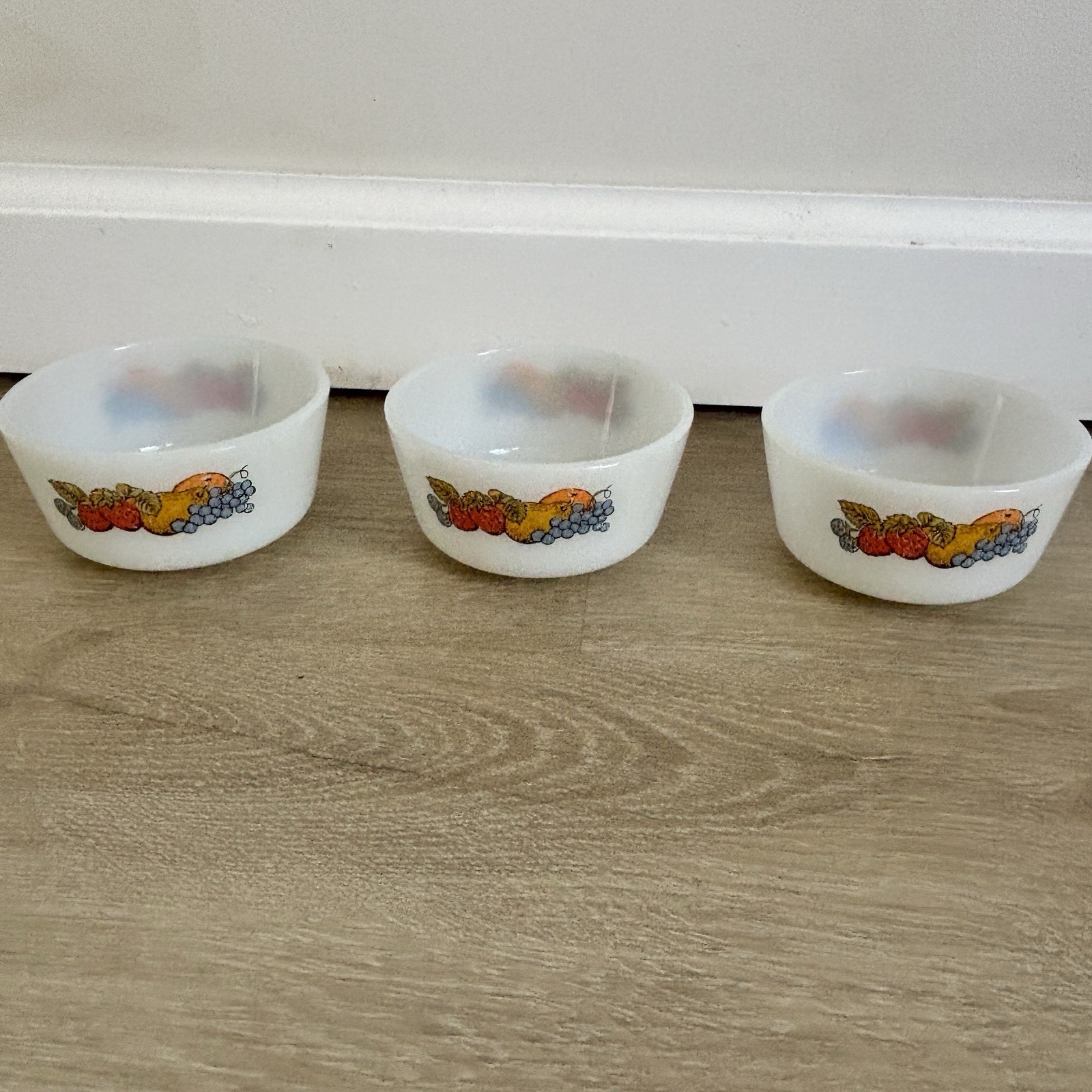 Vintage Anchor Hawking 2 Fire King “Natures Bounty” RamekinsFruit/ Custard Cup